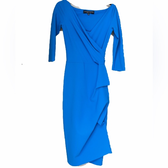 Chiara Boni La Petite Robe Florian Blue Klein Ruffle Dress small coctail flirty - Picture 2 of 12